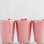 healthy strawberry banana smoothie in glasses