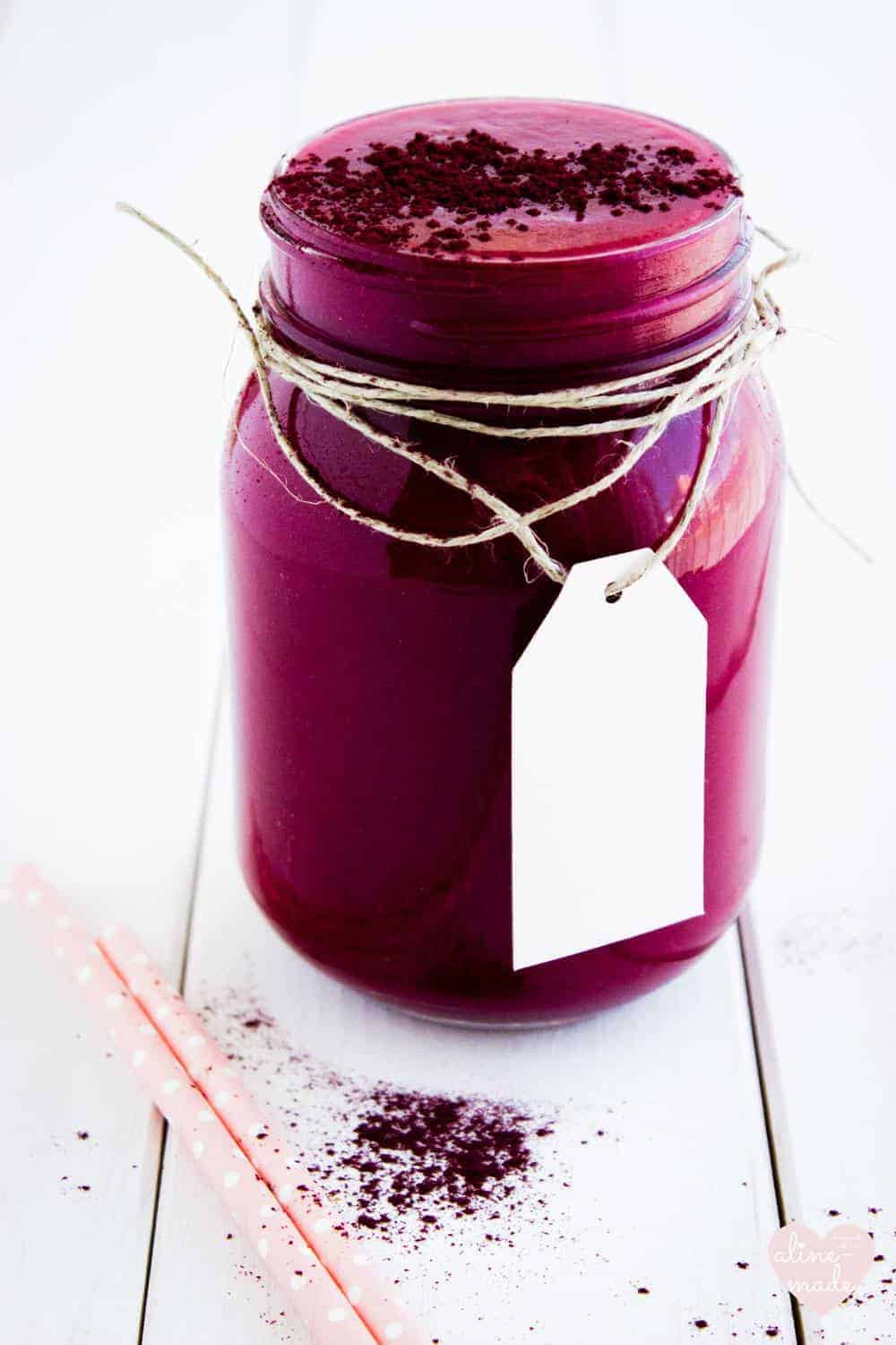Apple and Beetroot Smoothie in a Glass Jar