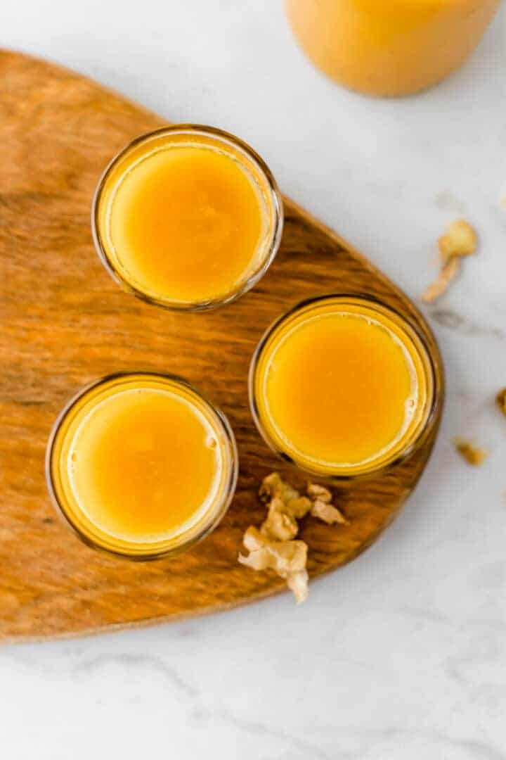 lemon ginger shots served in shot glasses