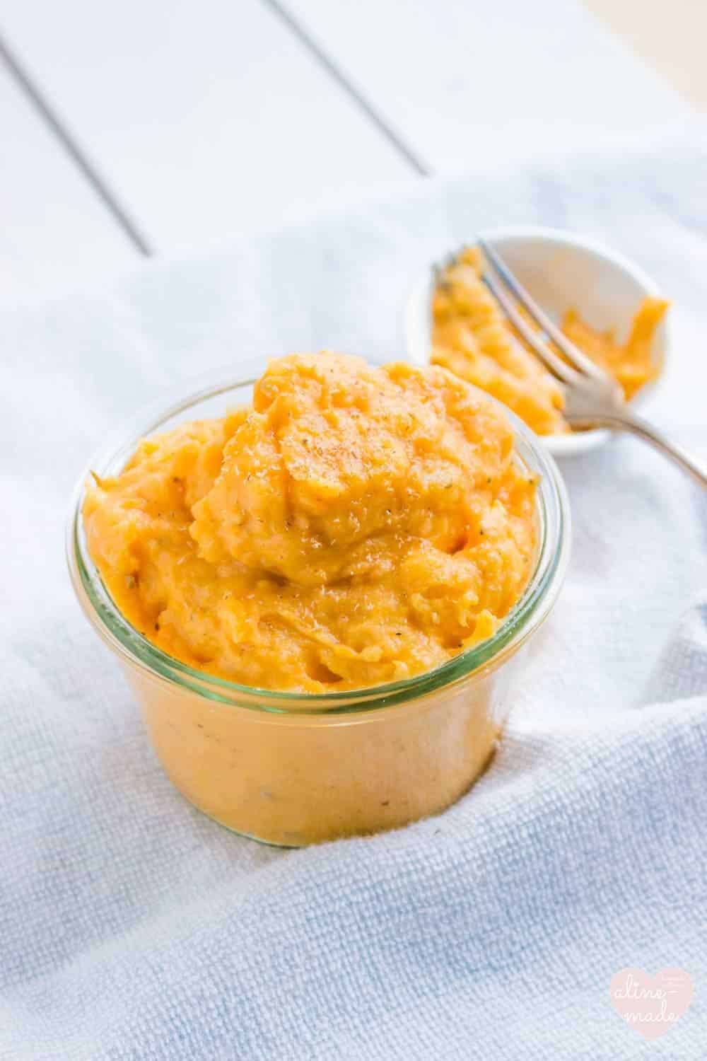 Steamed Mashed Sweet Potatoes - Sprinkled with muscat nut powder