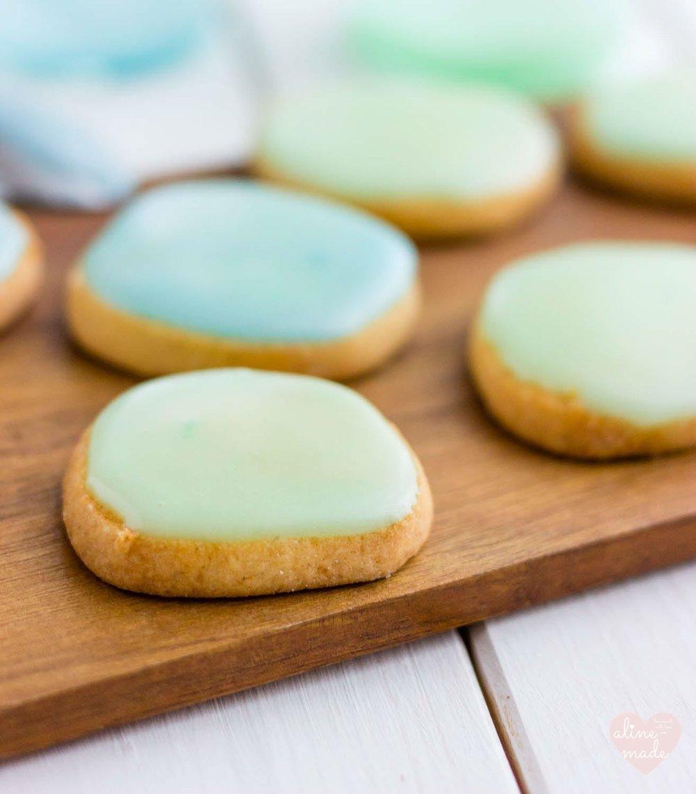 Butter Cookies with Pastel Glaze - Blue and Mint Green