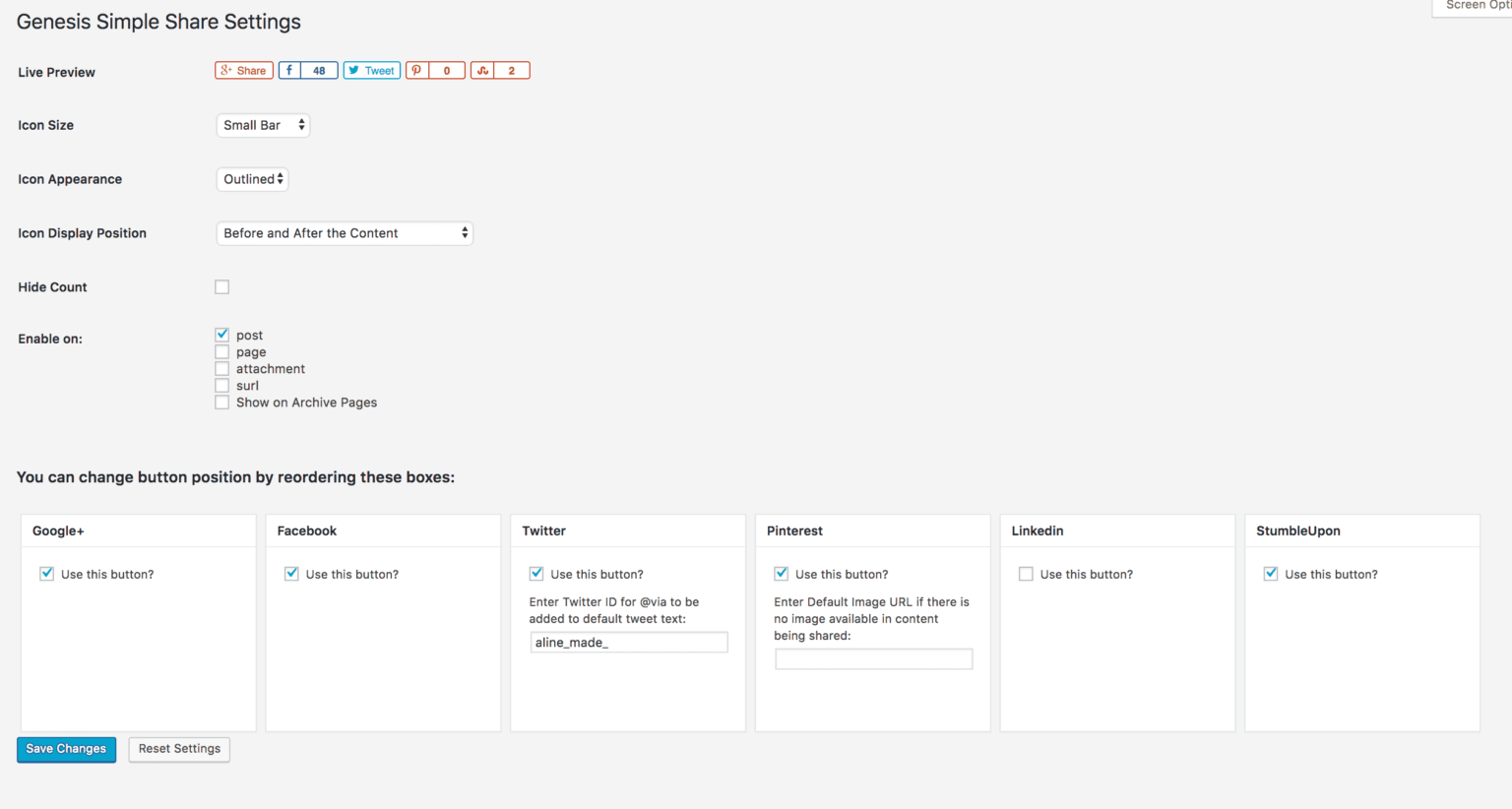 Customize the Genesis Simple Share Buttons Color | Aline Made
