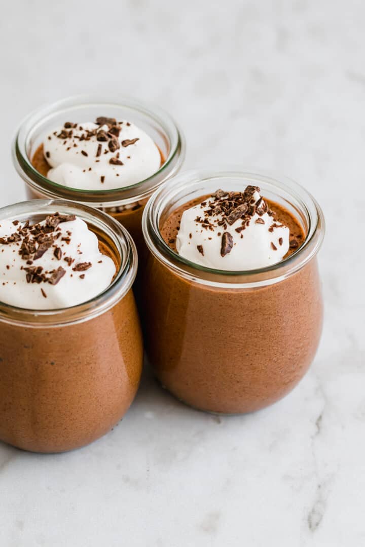 mousse au chocolate mit aquafaba in weck gläsern