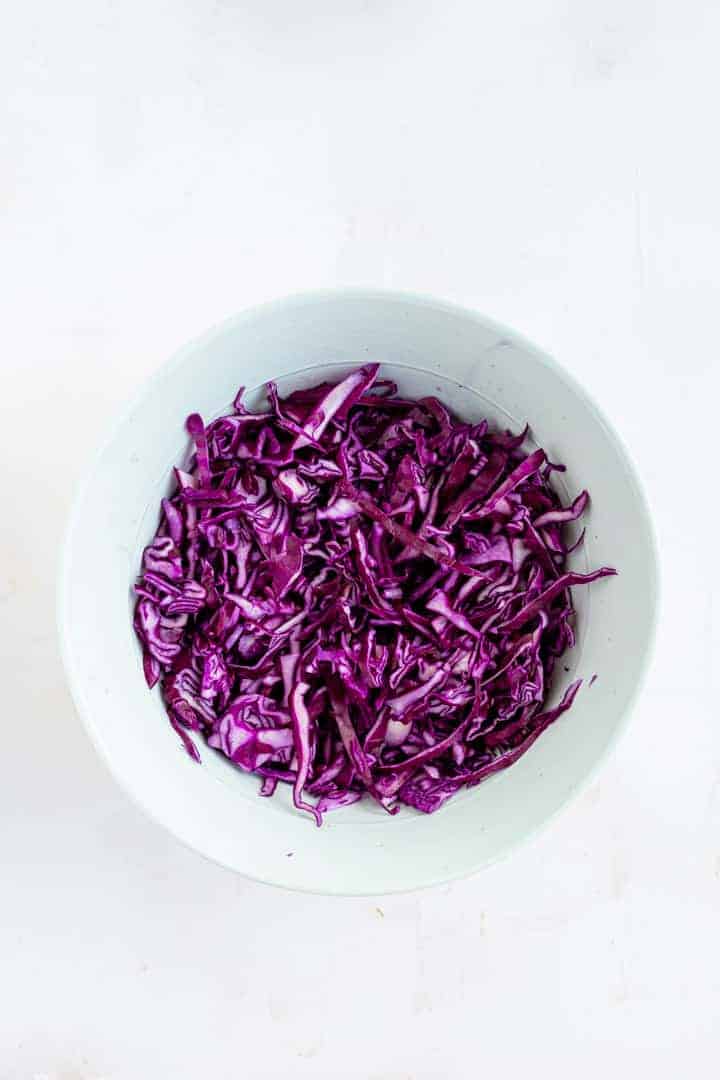 Red Cabbage Slaw with Peanut Dressing | Aline Made