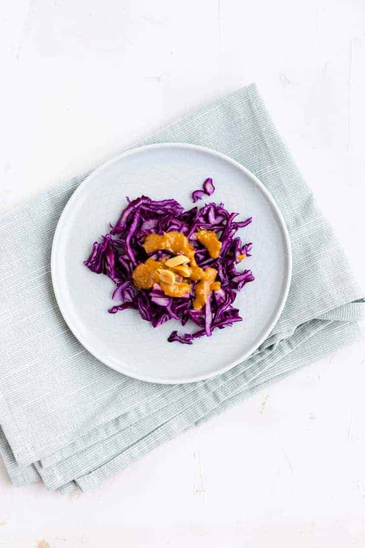Red Cabbage Slaw with Peanut Dressing | Aline Made