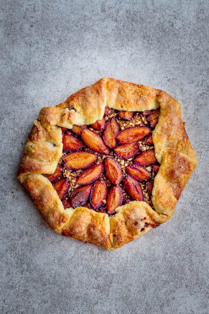 Homemade Baked Plum Galette with Hazelnuts