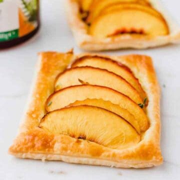 peach tarts on puff pastry