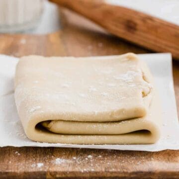 rough puff pastry on a wooden board