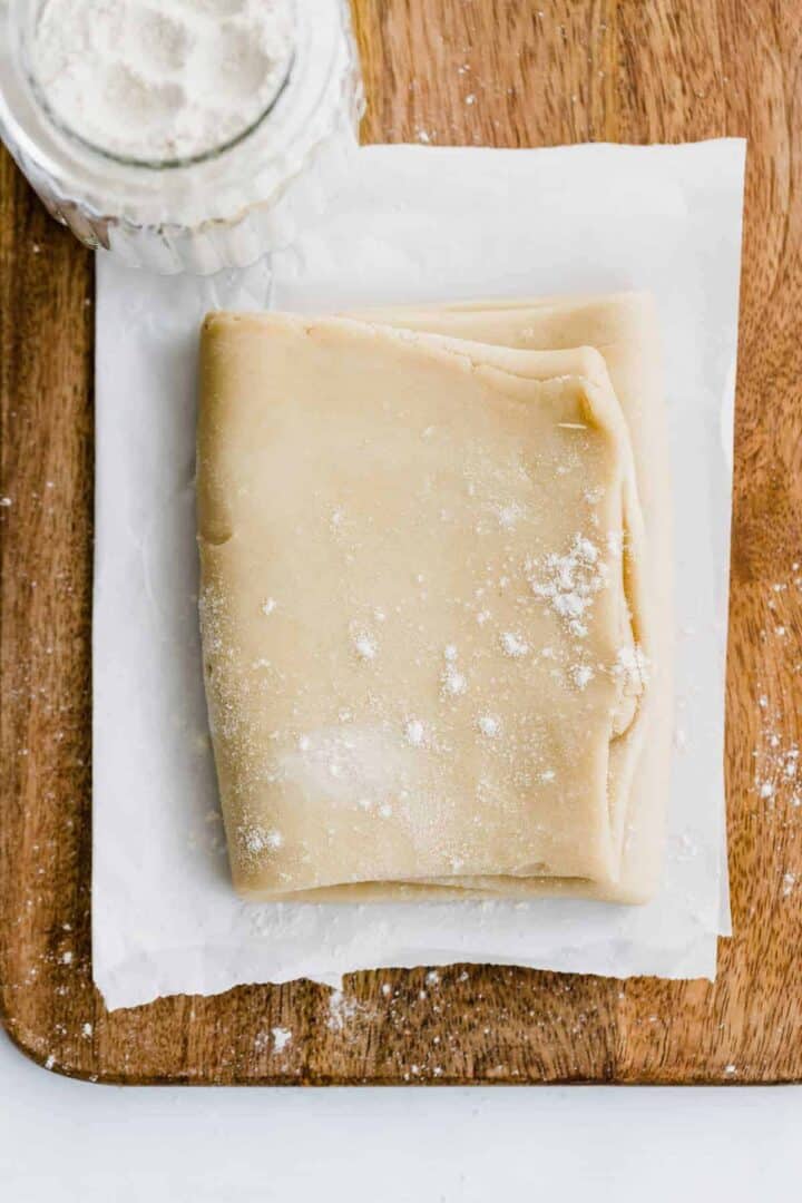 vegan puff pastry on a wooden board