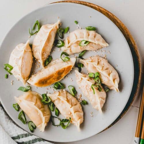 tofu gyoza on a plate