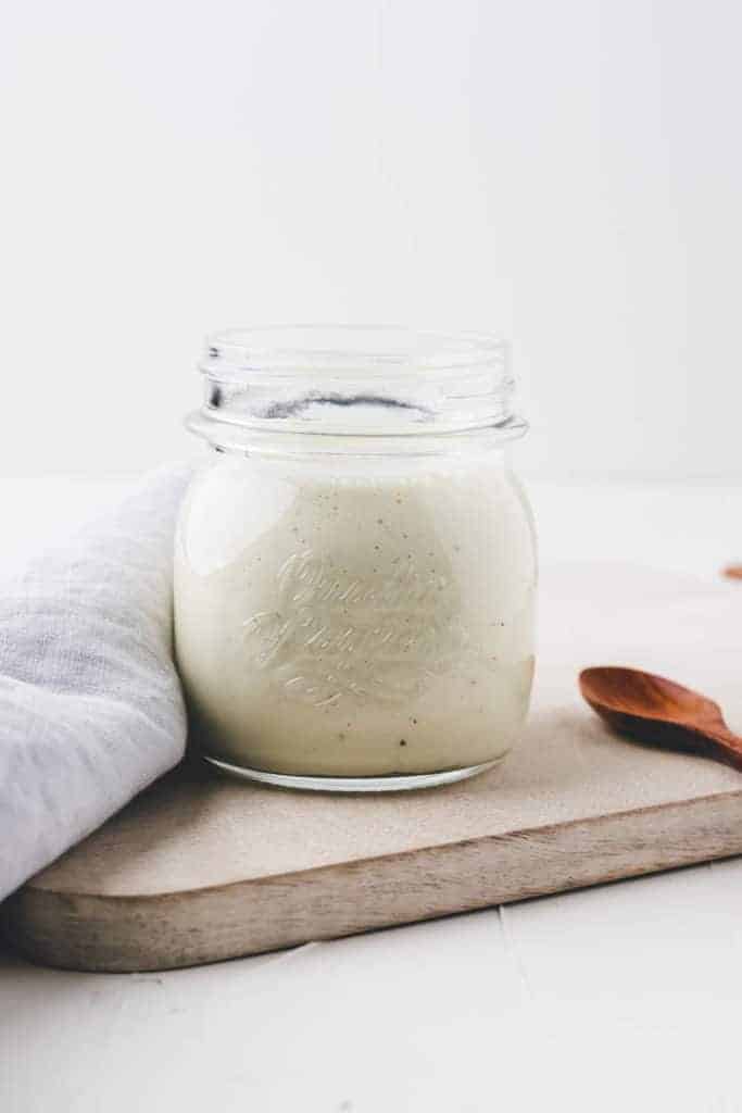 vegan salad dressing in a maison jar