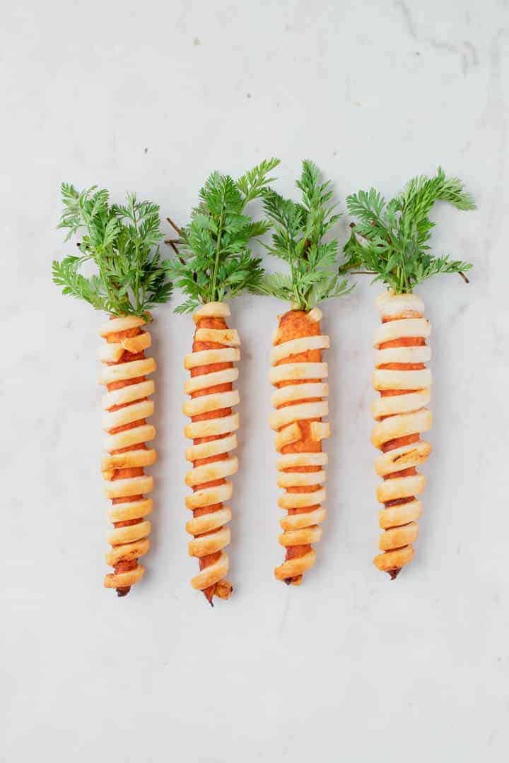 (Vegane Würstchen) Karotten im Schlafrock
