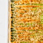 asparagus tart on a white board
