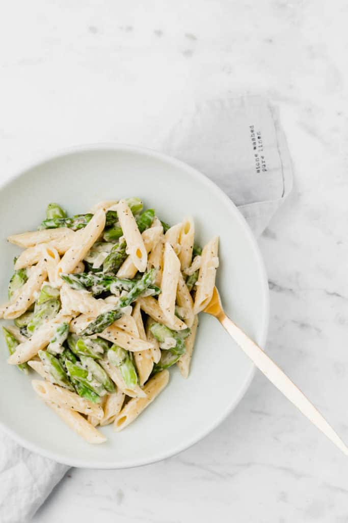 Creamy Asparagus Pasta Alfredo Style