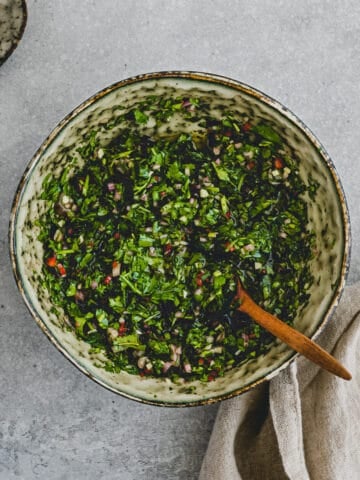 chimichurri sauce in a bowl
