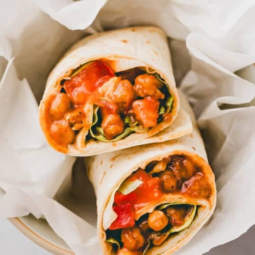 vegane wraps gefüllt mit kichererbsen