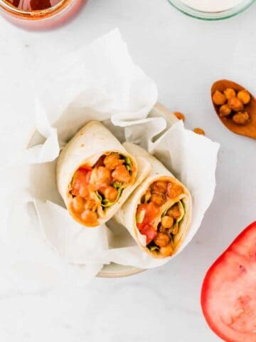 vegan wraps filled with bbq chickpeas
