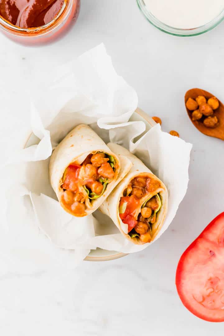 Vegane Tortilla Wraps mit BBQ Kichererbsen