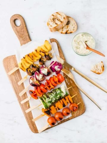 grilled vegetable skewers with herb butter