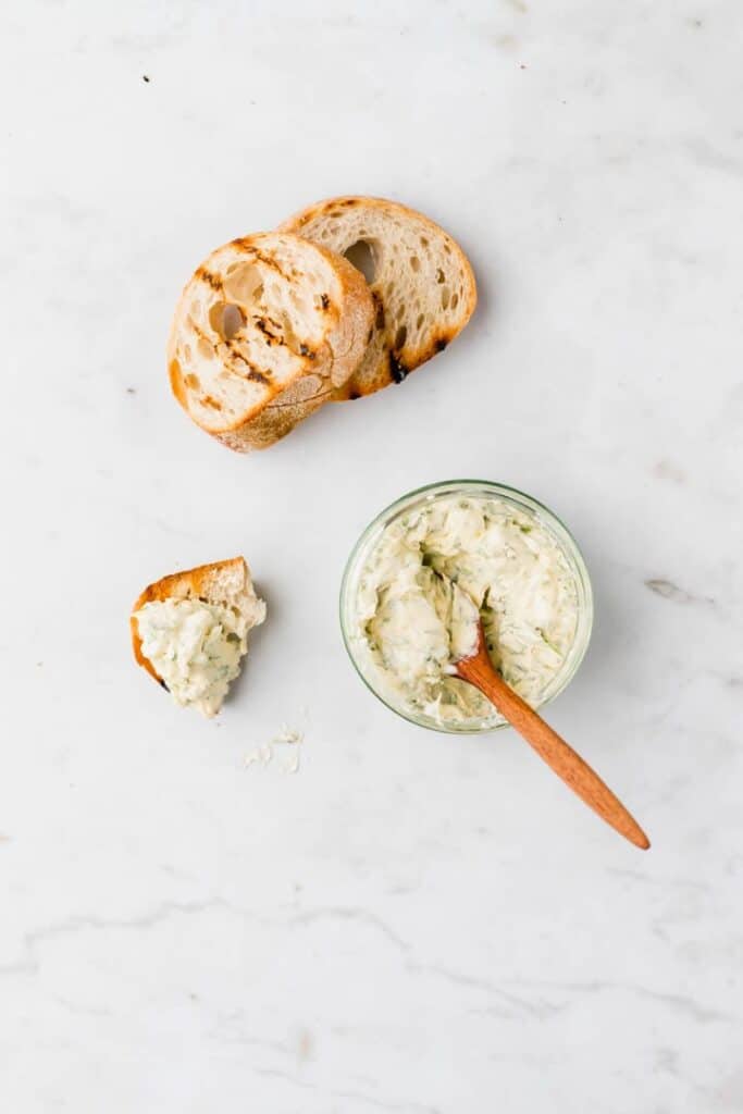vegan herb butter served with grilled bread