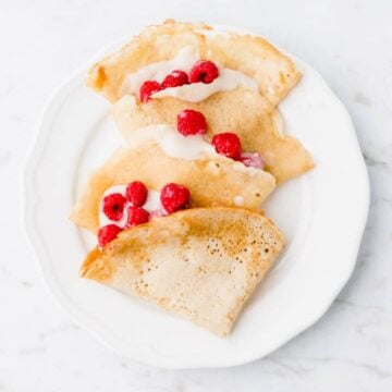 sweet vegan crepes served with berries
