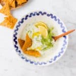 vegan tzatziki served with nachos