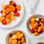 roasted vegetables recipe served in blue plates