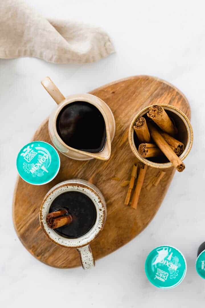 cafe de olla recipe served with cinnamon sticks