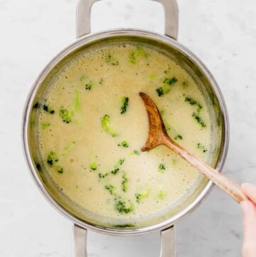 broccoli potato soup in a large pot