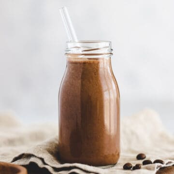 coffee smoothie with banana in a small jar