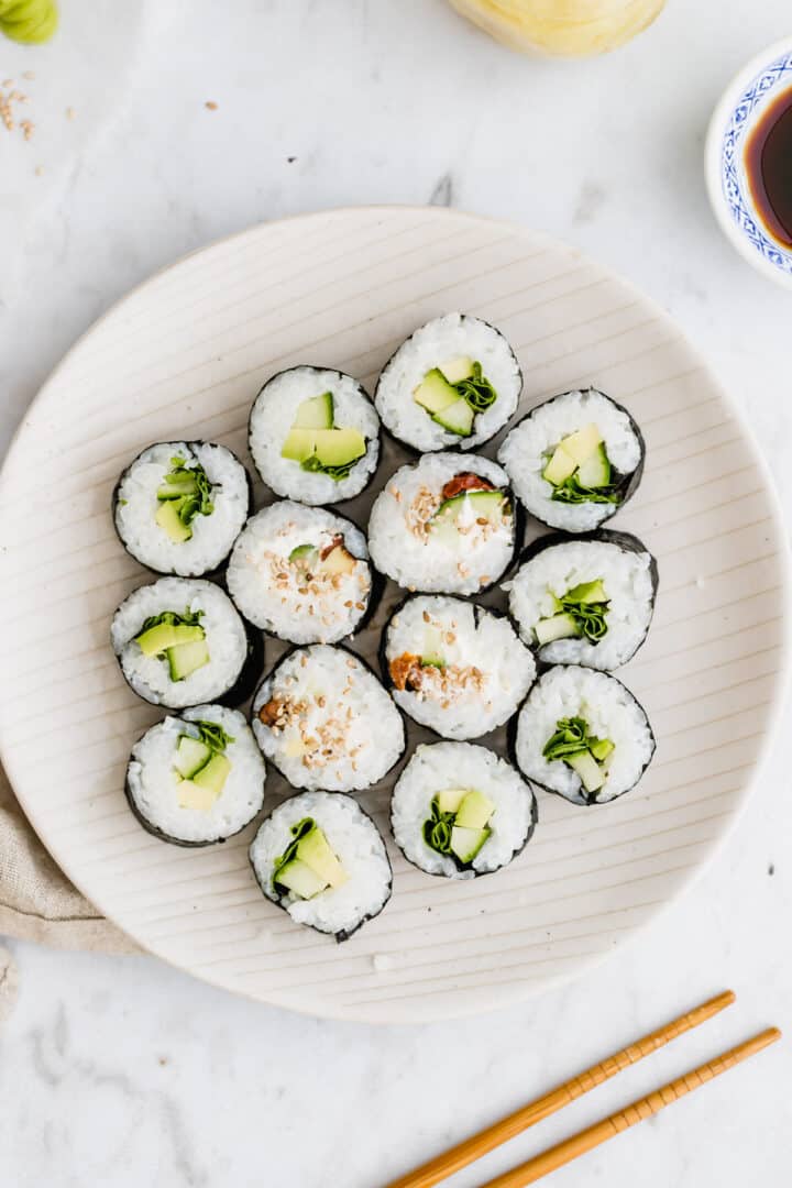 vegan sushi on a plate