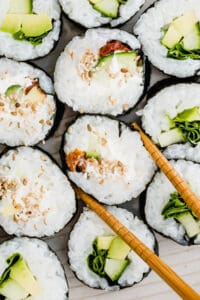 vegetarisches sushi nahaufnahme