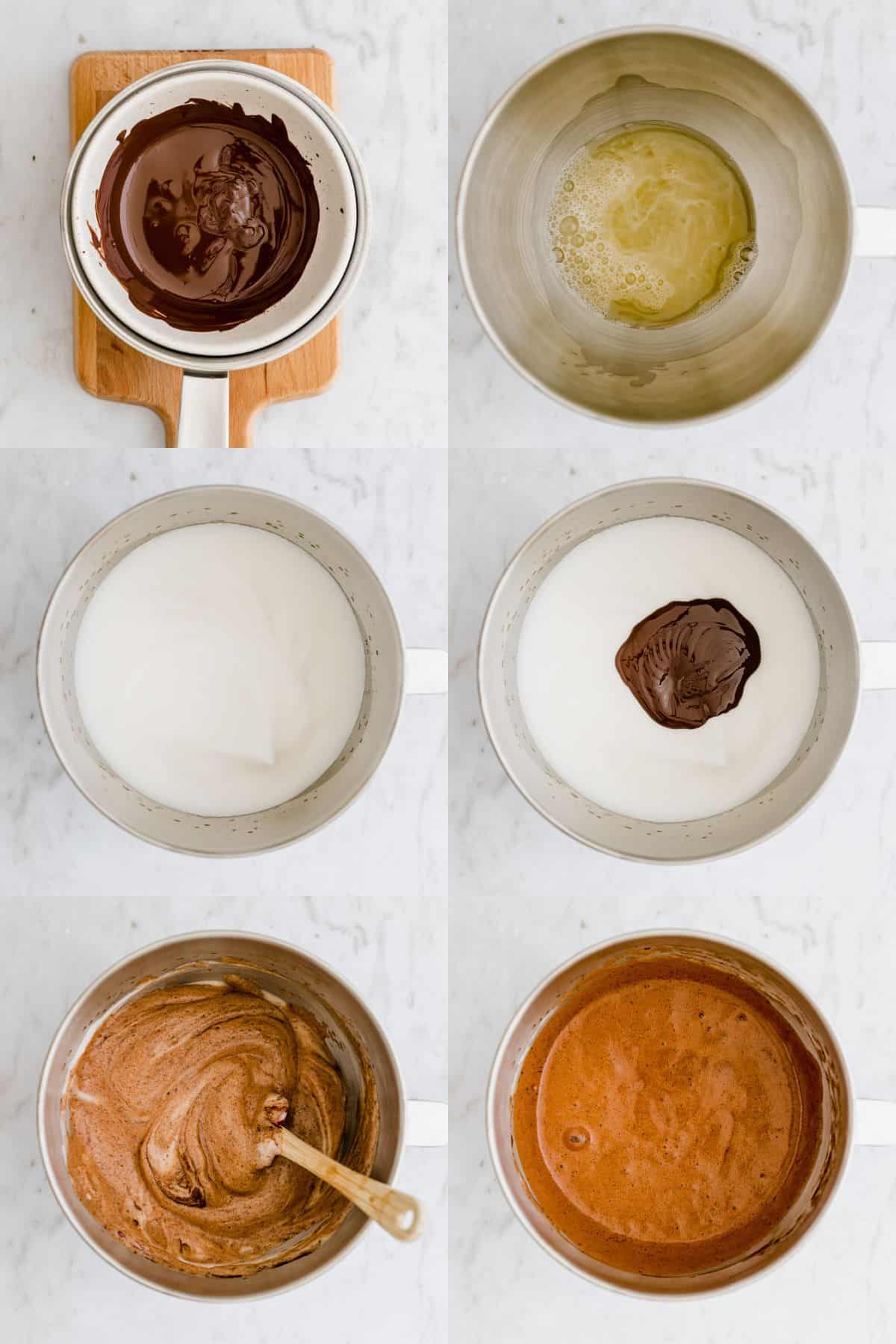 aquafaba chocolate mousse recipe step 1-6