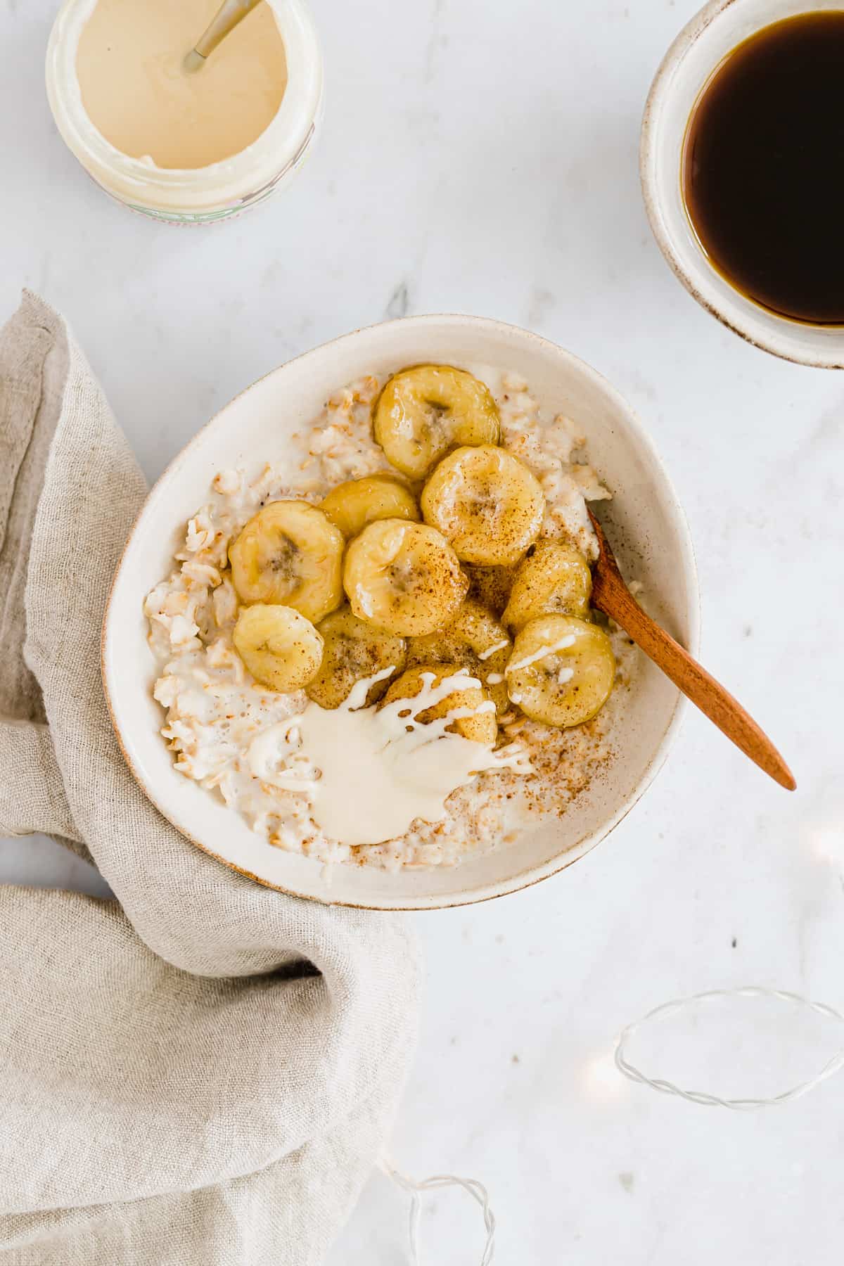 homemade oatmeal with banana and almond butter