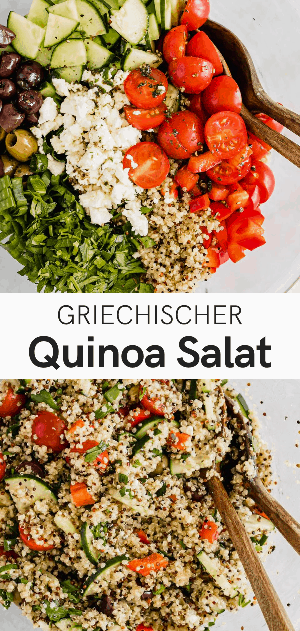 Griechischer Quinoa Salat mit Feta (Vegane Feta Option) | Aline Made