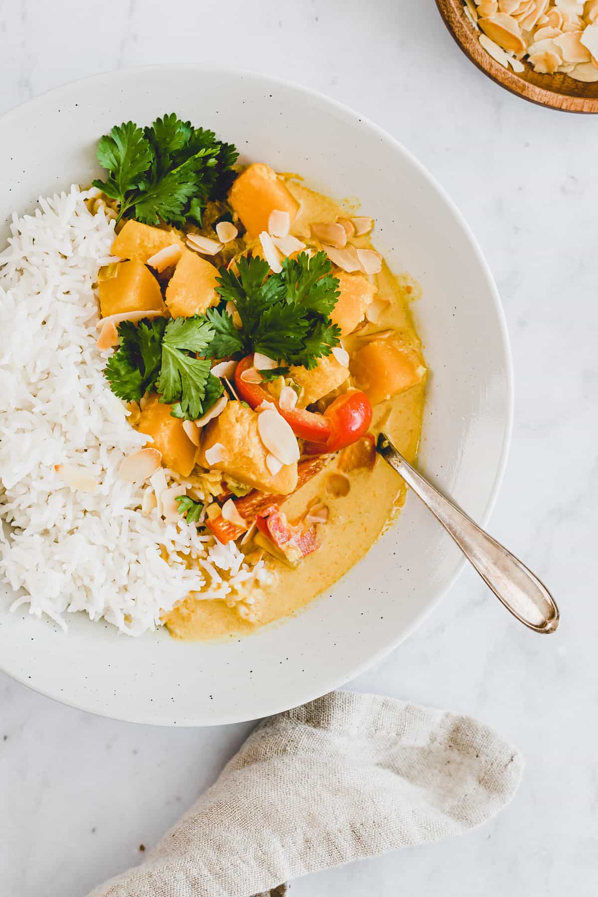 butternut squash thai curry with vegetables and coconut milk