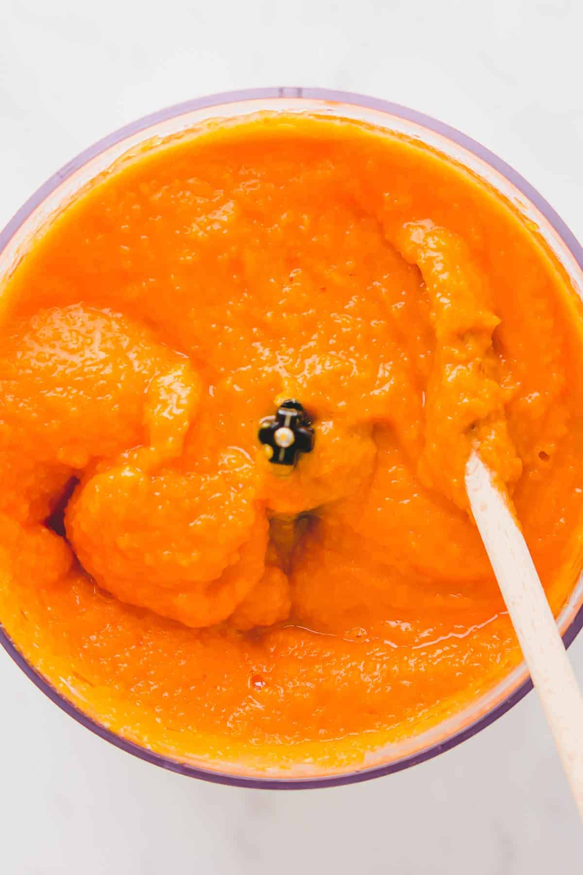 pumpkin puree in a food processor