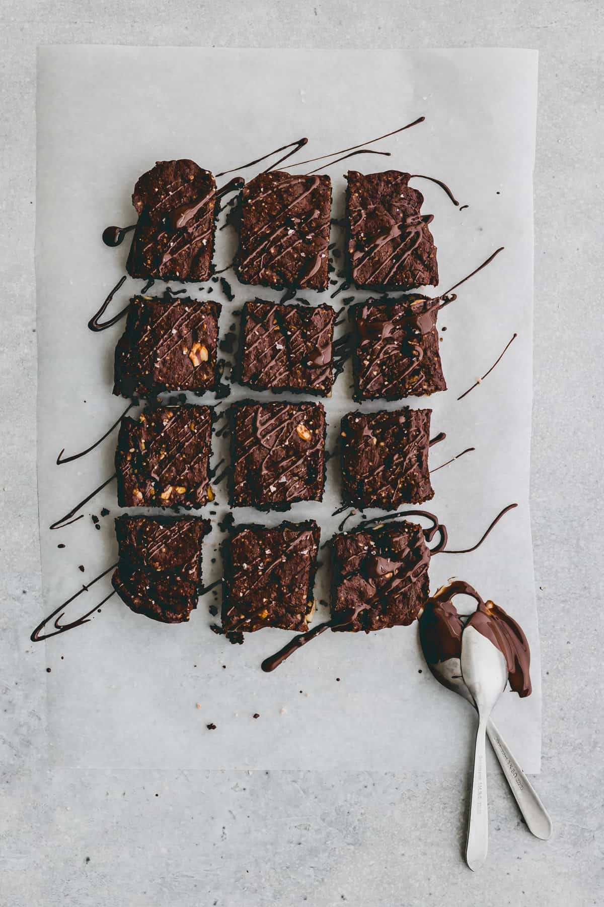 gluten-free paleo brownies drizzled with melted chocolate