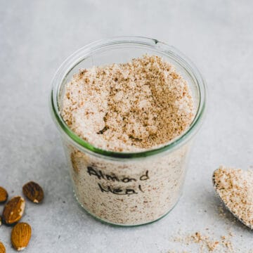 homemade almond meal in a glass jar