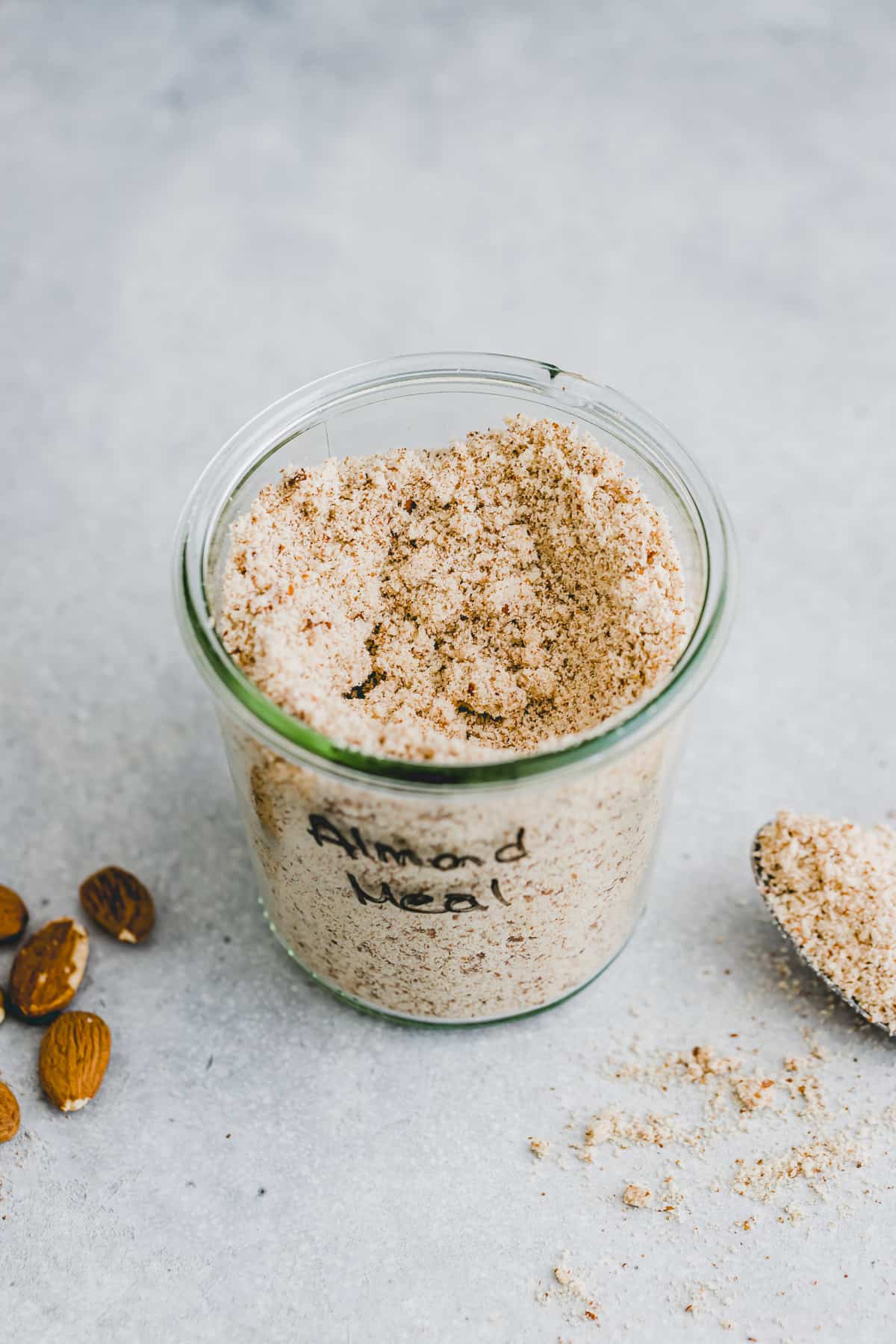 homemade almond meal in a glass jar