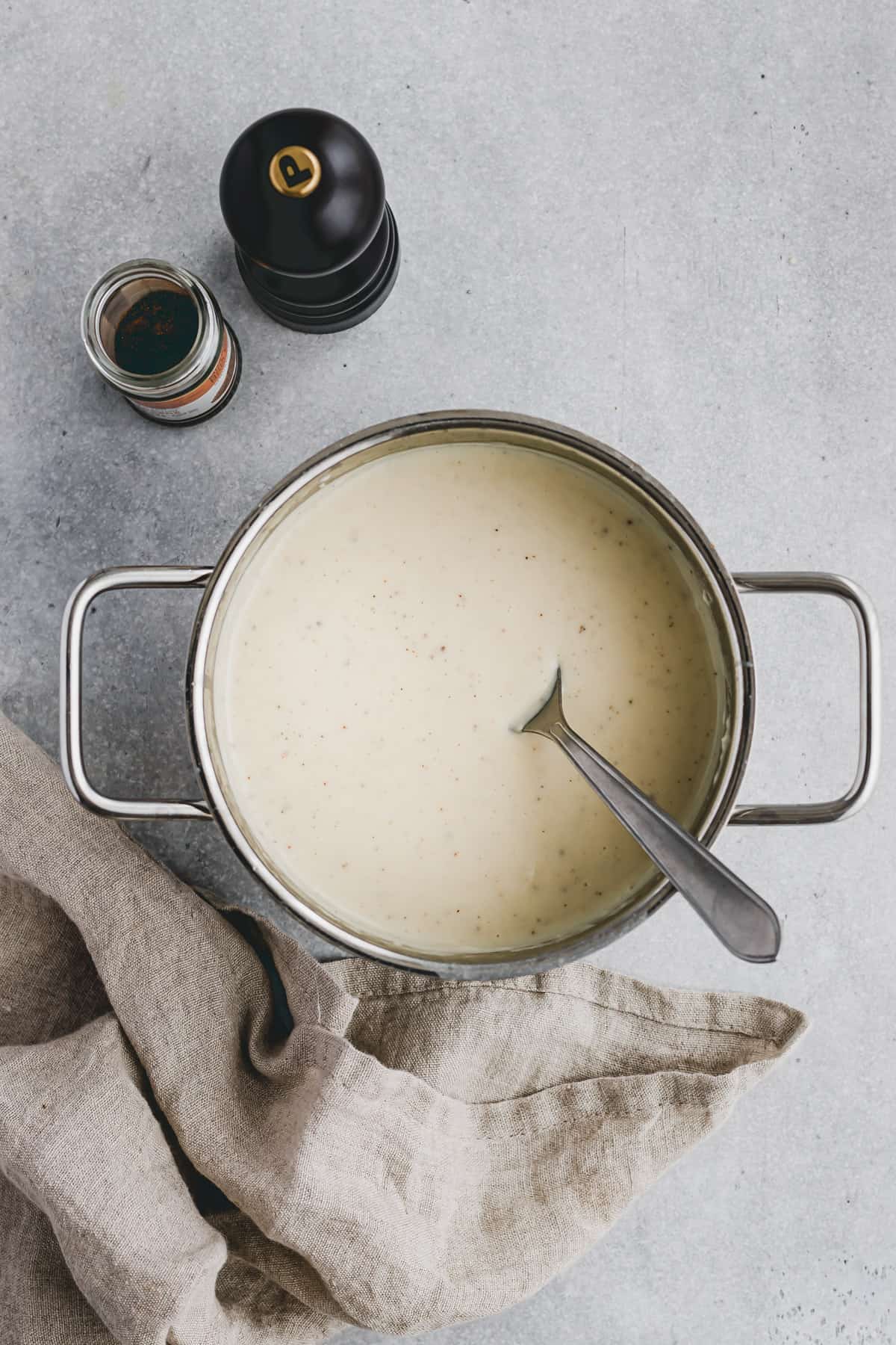 vegan white sauce in a pot