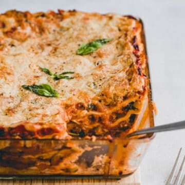 vegetarian lasagna in a baking dish