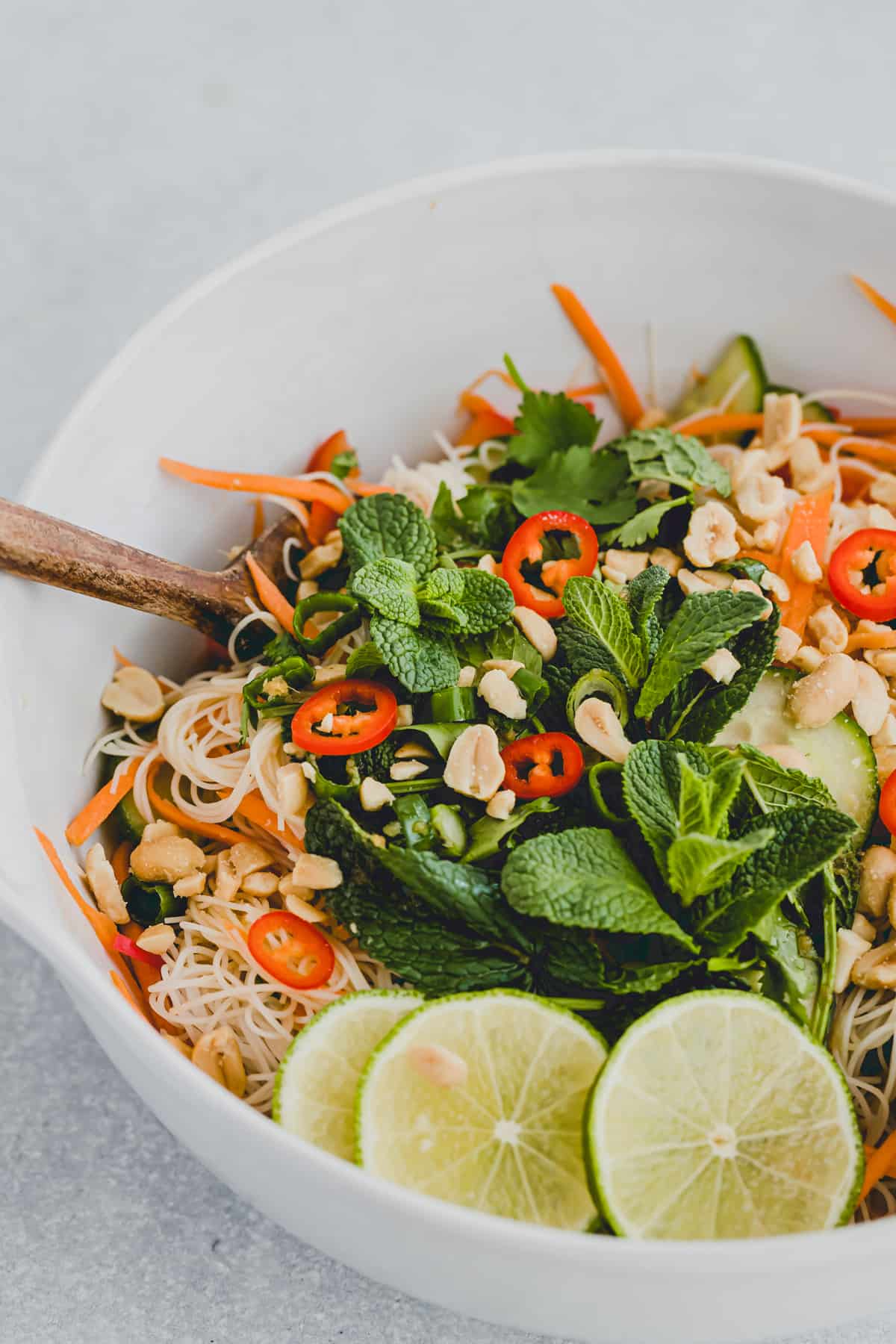 vietnamese noodle salad with fresh veggies