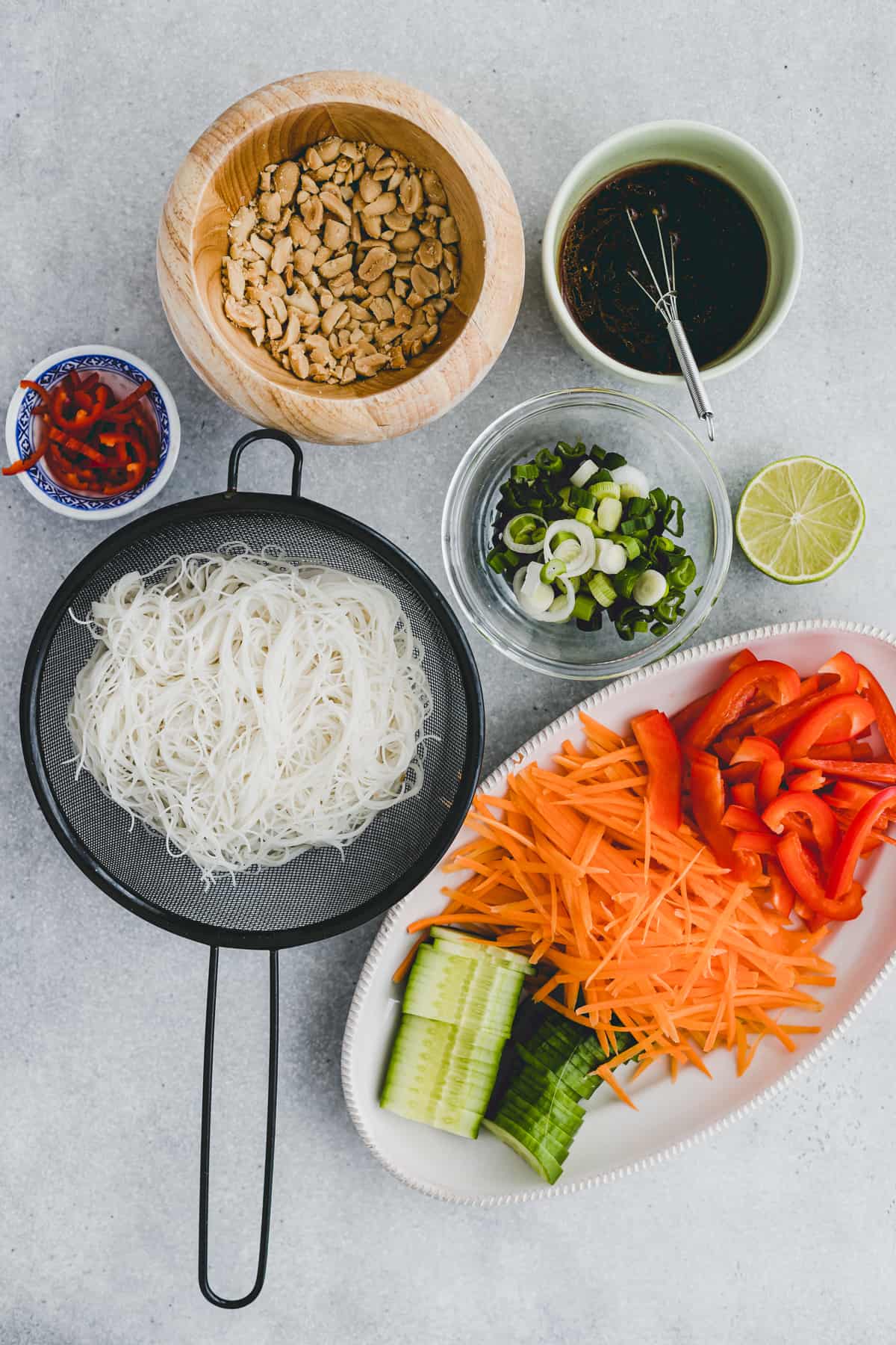 ingredients for rice noodle salad