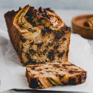 close up shot paleo banana loaf