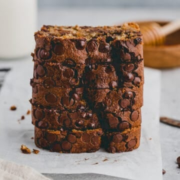 a stack of sliced gluten-free zucchini bread