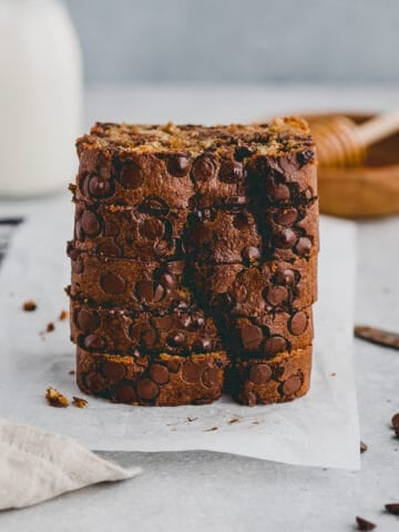 a stack of sliced gluten-free zucchini bread