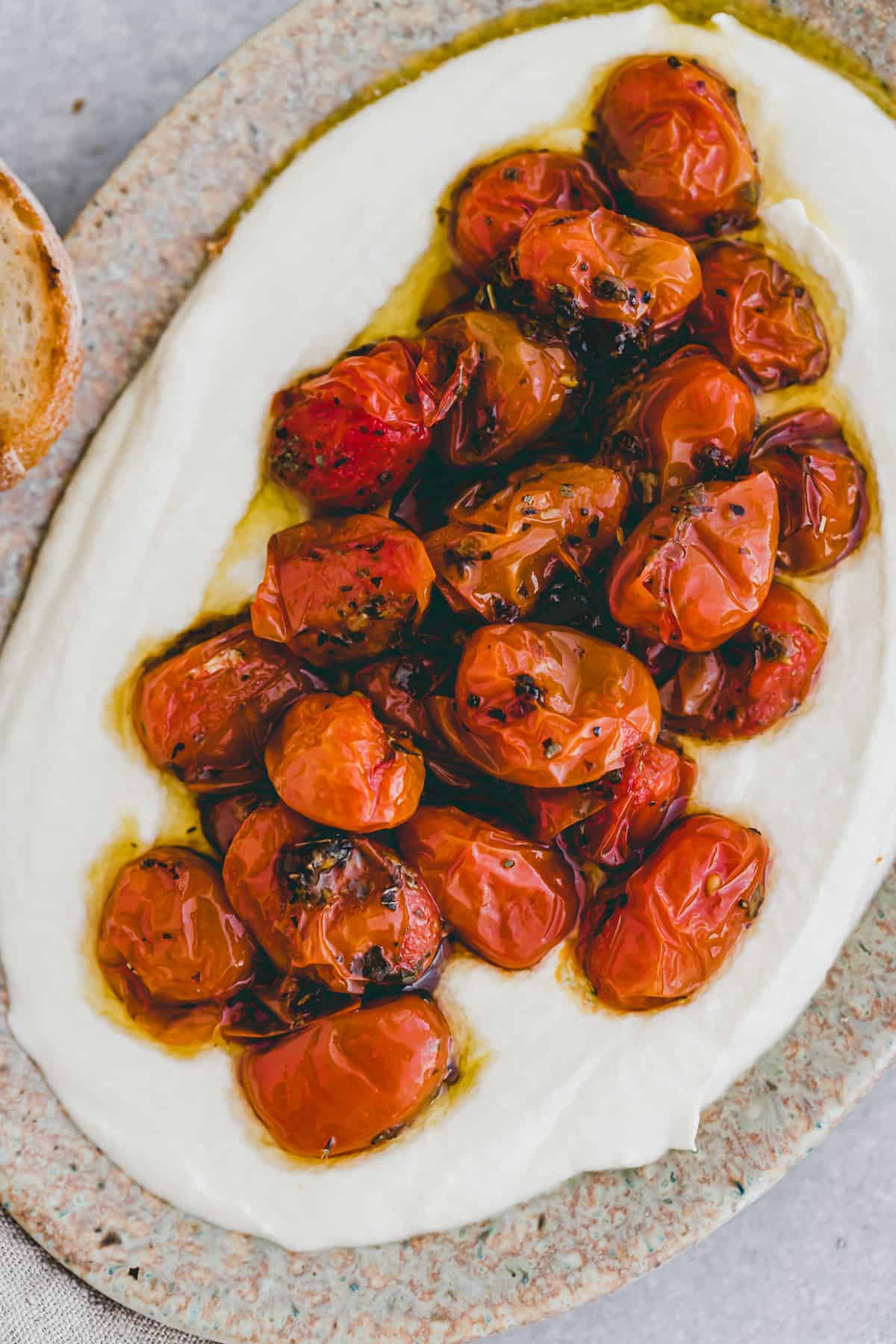 whipped feta loaded with oven roasted cherry tomatoes