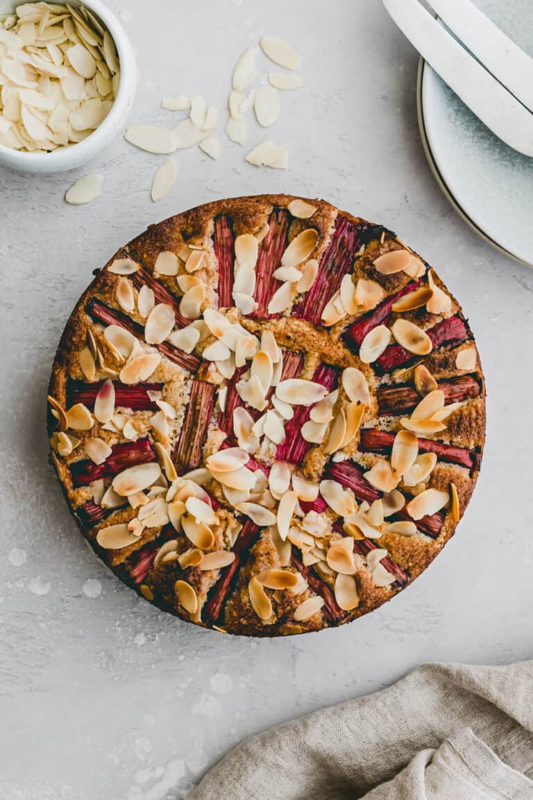 rhubarb almond cake