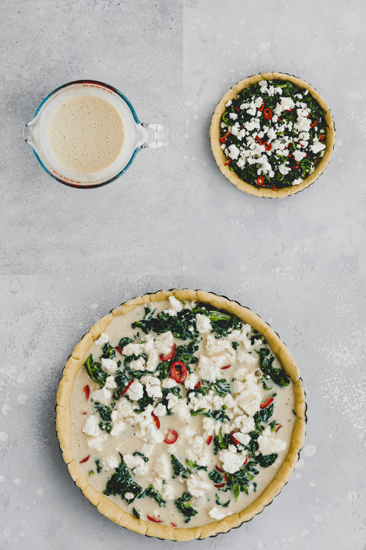 Spinach Feta Quiche Recipe Step 1-3